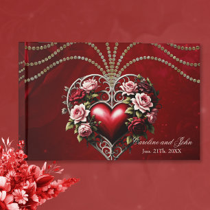 Noble gothic heart with flowers. guest book