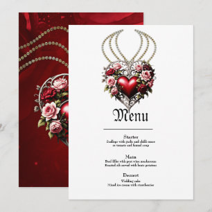 Noble gothic heart with flowers.  menu