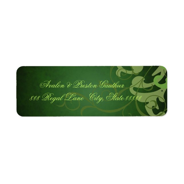 Noble Green Texture Green Scroll Address Labels (Front)