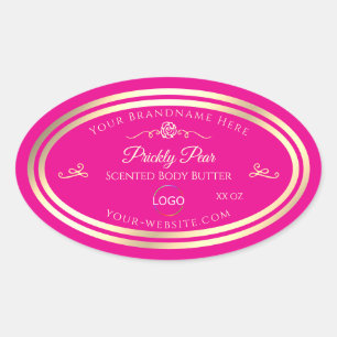 Noble Hot Pink Product Label Gold Frame with Logo