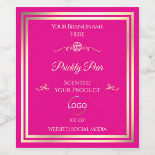 Noble Hot Pink Product Label Gold Frame with Logo