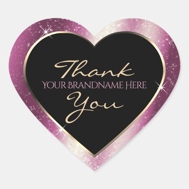 Noble Lavender Sparkle Glitter Frame Thank You Heart Sticker (Front)