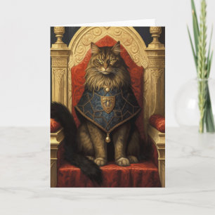 Noble Maine Coon Cat Throne Art Print Card