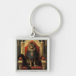 Noble Maine Coon Cat Throne Art Print Key Ring