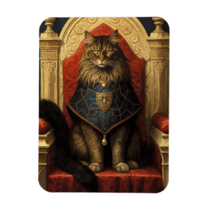 Noble Maine Coon Cat Throne Art Print Magnet