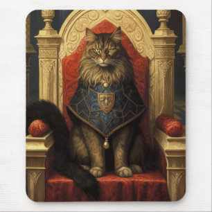 Noble Maine Coon Cat Throne Art Print Mouse Mat