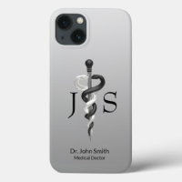 Noble Medical Classy Elegant Black White Asclepius