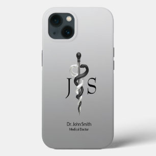 Noble Medical Classy Elegant Black White Asclepius iPhone 13 Case