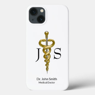 Noble Medical Classy Elegant Gold Silver Asclepius Case-Mate iPhone Case