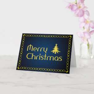 Noble Merry Christmas with golden Christmas tree C Card