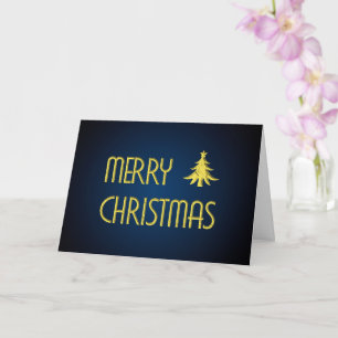 Noble Merry Christmas with golden Christmas tree Card
