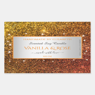 Noble Orange Faux Glitter Product Packaging Labels