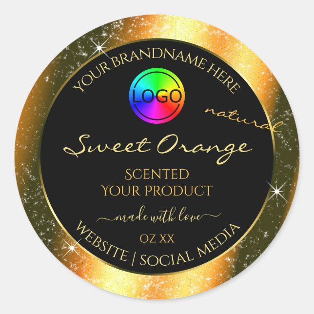Noble Orange Glitter Frame Product Label with Logo (Front)