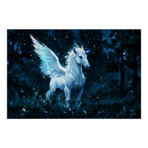 Noble Pegasus in a Midnight Glade Poster