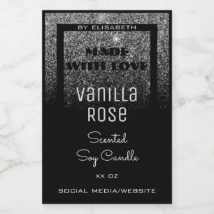 Noble Product Labels Black and Silver Glitter Rain