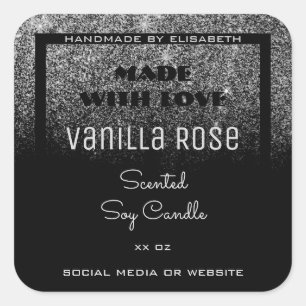 Noble Product Labels Black and Silver Glitter Rain