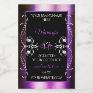 Noble Purple Black Product Labels Sparkle Diamonds