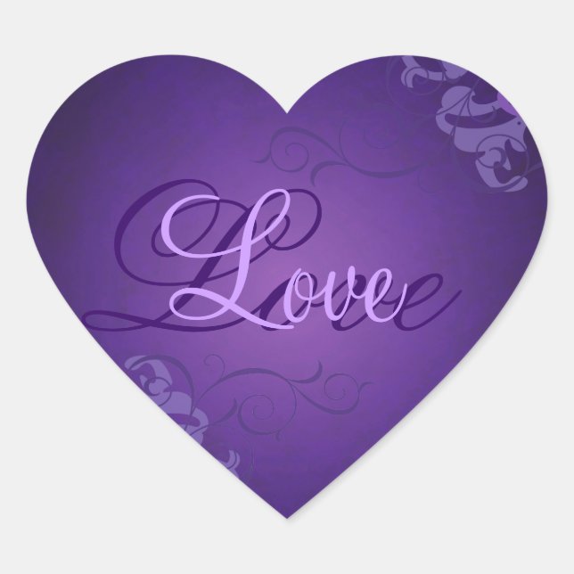Noble Purple Scroll Heart Purple Love Sticker (Front)
