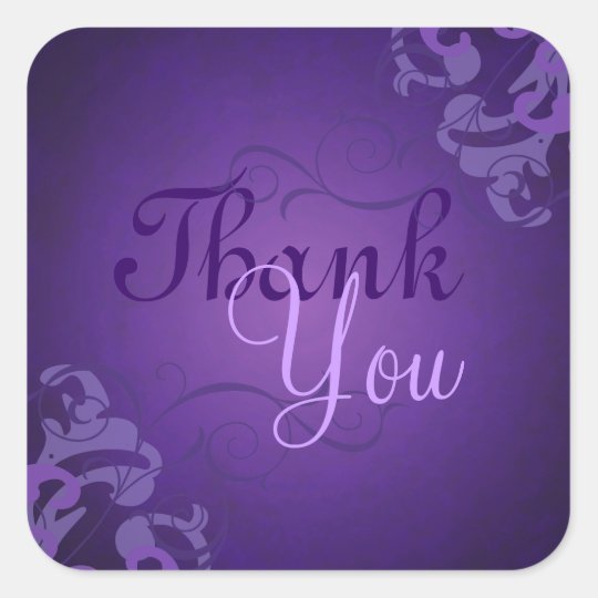 Noble Purple Scroll Purple Thank You Sticker | Zazzle.co.uk