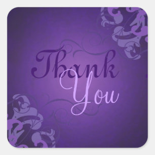 Noble Purple Scroll Purple Thank You Sticker