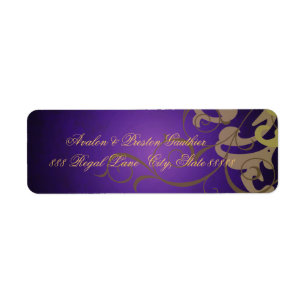 Noble Purple Texture Gold Scroll Address Labels