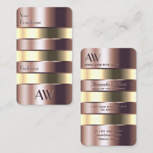 Noble Rose Gold and Light Yellow Can with Initials Business Card