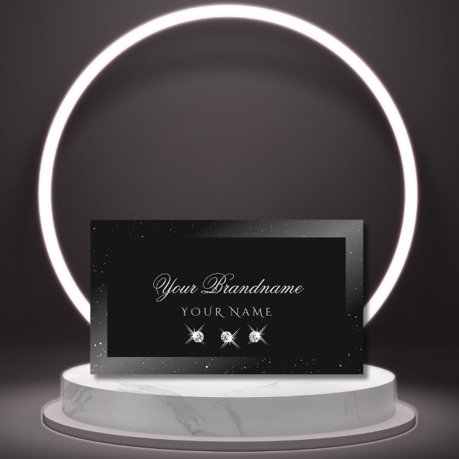 Noble Shimmery Black Sparkling Diamonds Elegant Business Card (Creator Uploaded)