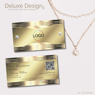 Noble Shimmery Gold Shiny Diamonds Logo QR Code Business Card