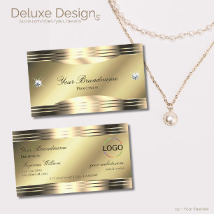 Noble Shimmery Gold with Shiny Diamonds and Logo Business Card