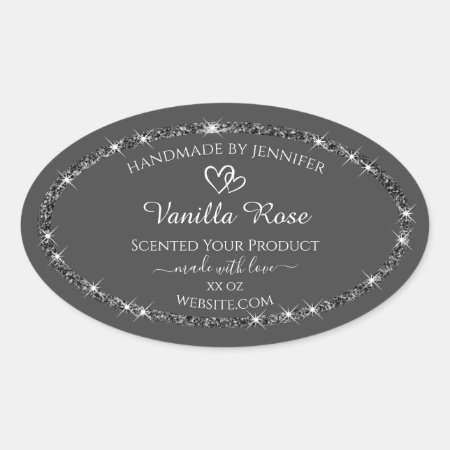 Noble Silver Glitter Grey Product Packaging Labels (Front)