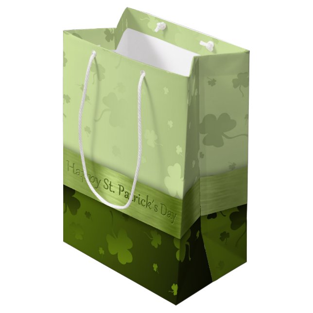Noble St. Patrick's Day Shamrocks Medium Gift Bag (Front Angled)