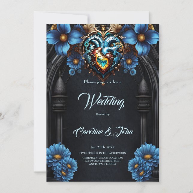 Noble  steampunk heart invitation (Front)