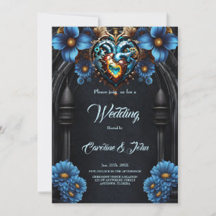 Noble  steampunk heart invitation