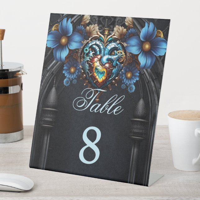 Noble  steampunk heart pedestal sign (In SItu)
