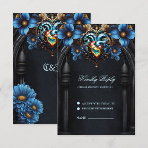 Noble  steampunk heart RSVP card