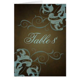Noble Teal & Brown Scroll Table Card
