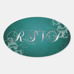 Noble Teal Scroll Teal Rsvp Sticker