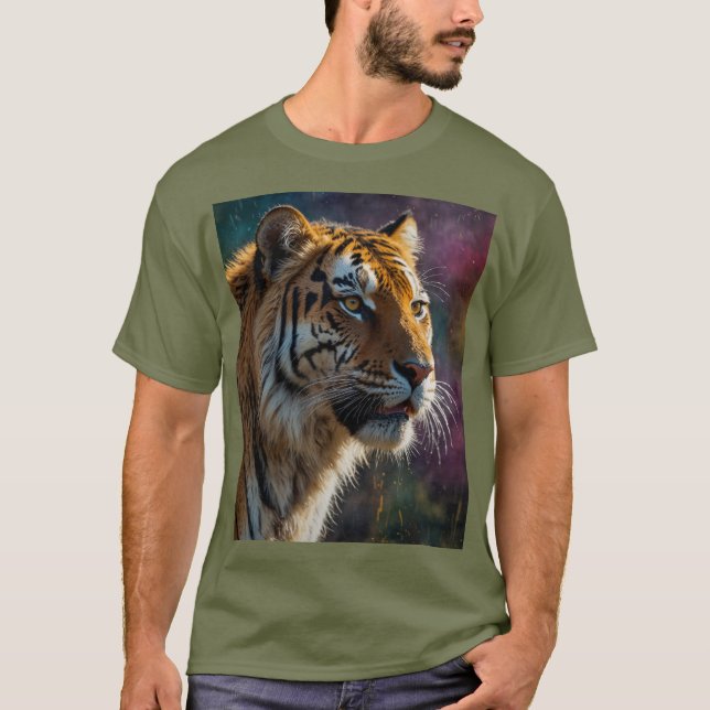 Noble Tiger Painterly Portrait T-Shirt (Front)