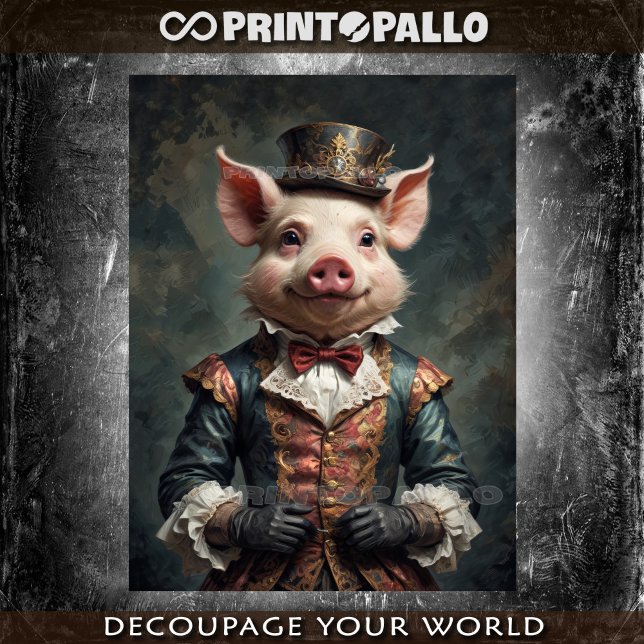 Noble victorian Pig with bow tie and top hat Tissue Paper (Creator Uploaded)
