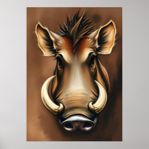 Noble Warthog Portrait – African Animal Art Poster