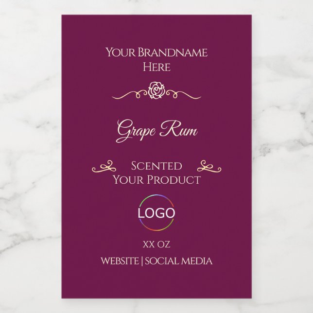Noble Wine Red Product Label Gold Frame with Logo (Single Label)
