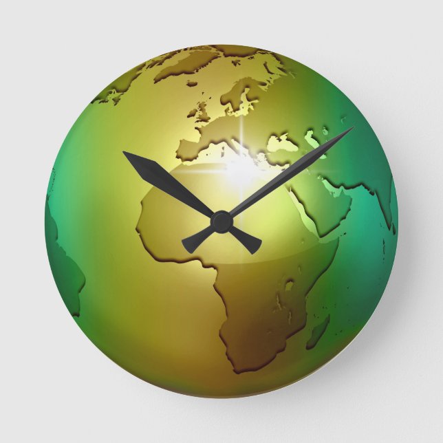 Noble World Globe - Round Wall Clock (Front)