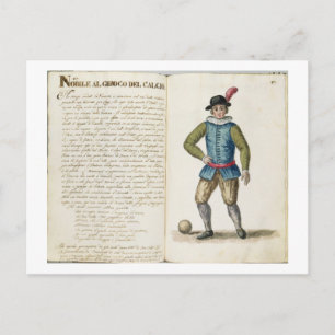 Nobleman playing football, Venetian (manuscript) Postcard