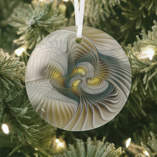 Nobly and Golden Abstract Fantasy Fractal Art Glass Tree Decoration