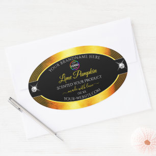 Nobly Black Shiny Golden Orange Logo Product Label