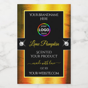 Nobly Black Shiny Golden Orange Logo Product Label
