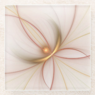 Nobly Copper And Gold Abstract Modern Fractal Art Glass Coaster