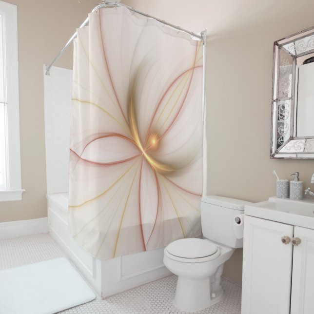 Nobly Copper And Gold Abstract Modern Fractal Art Shower Curtain (In Situ)