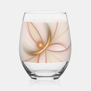 Nobly Copper And Gold Abstract Modern Fractal Art Stemless Wine Glass