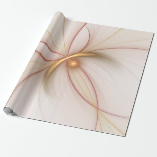 Nobly Copper And Gold Abstract Modern Fractal Art Wrapping Paper (Unrolled)